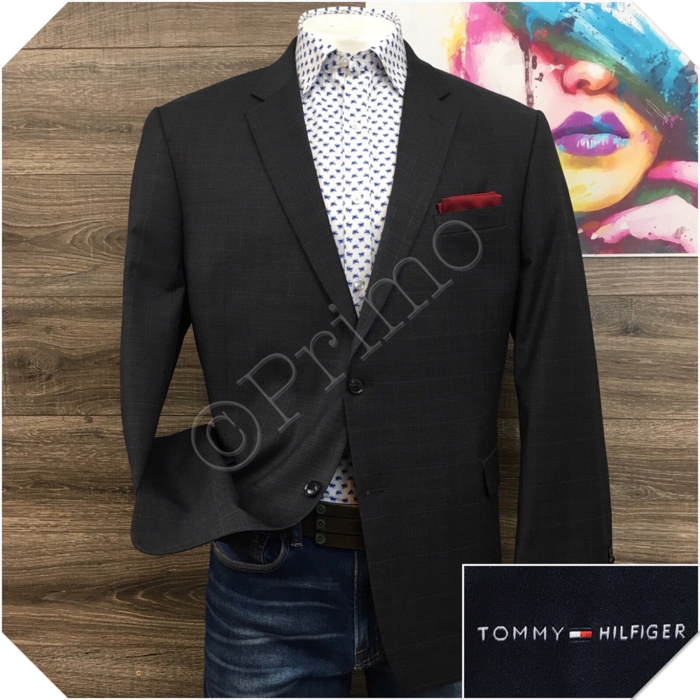 TOMMY HILFIGER Mens Blazer Sport Coat Casual Jacket‎ Size 48R Classic Wool Suit